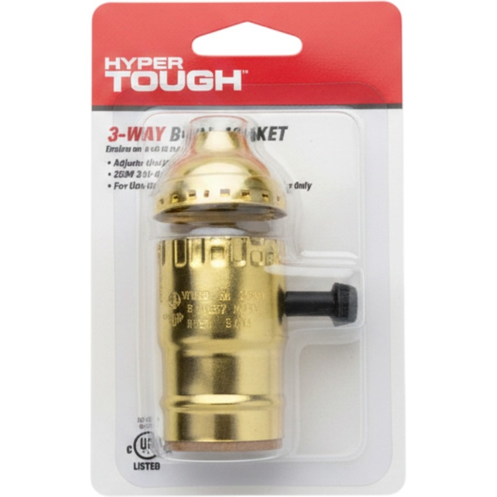 Hyper Tough 3-Way Lamp Socket Polished Brass Finish 250V 250W 52213-P1